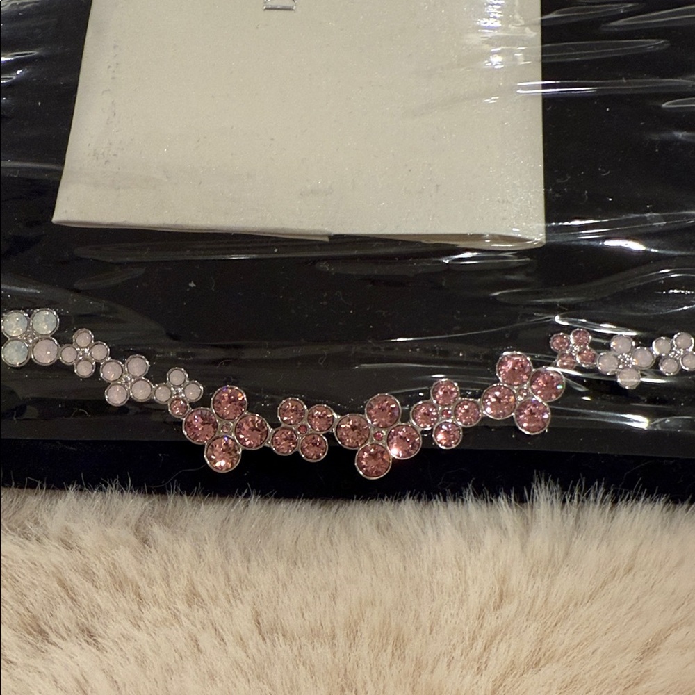 Swarovski Cherie Pink and Silver Floral Necklace - Picture 3 of 4
